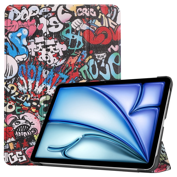 For iPad Air 11 2025 / 2024 Custer Painted 3-Fold Holder Smart Leather Tablet Case(Graffiti) - iPad Air 11 2025 / 2024 Cases by buy2fix | Online Shopping UK | buy2fix