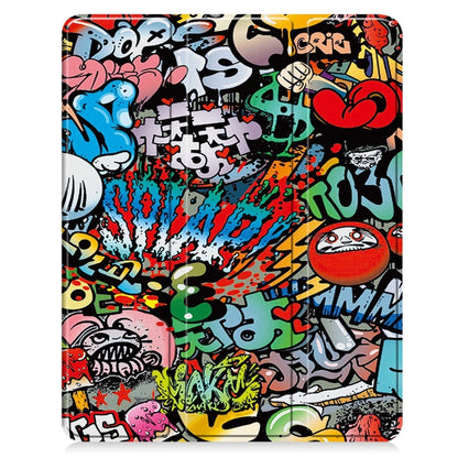 For iPad Air 13 2024 Custer Painted 3-Fold Holder Smart Leather Tablet Case with Pen Tray(Graffiti) - iPad Air 13 2024 Cases by buy2fix | Online Shopping UK | buy2fix