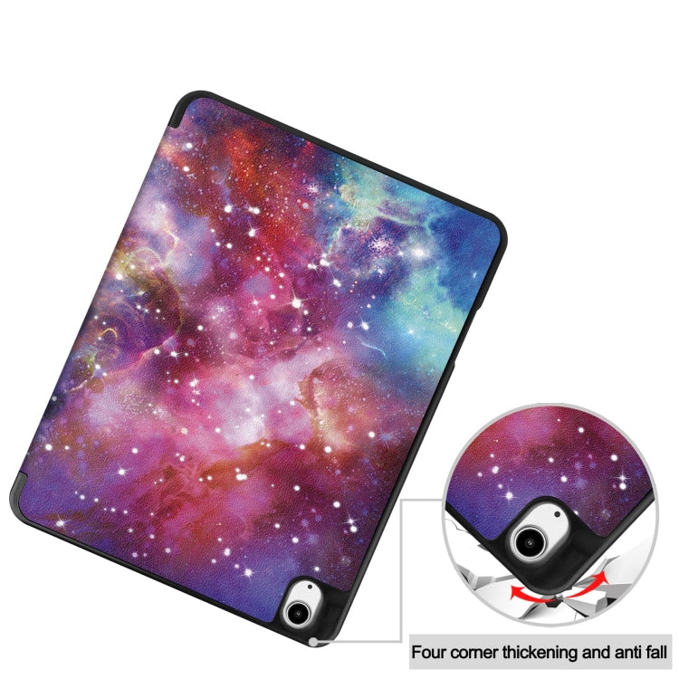 For iPad Air 13 2024 Custer Painted 3-Fold Holder Smart Leather Tablet Case with Pen Tray(Milky Way Nebula) - iPad Air 13 2024 Cases by buy2fix | Online Shopping UK | buy2fix