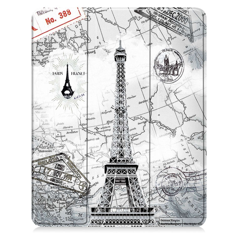 For iPad Air 13 2024 Custer Painted 3-Fold Holder Smart Leather Tablet Case with Pen Tray(Eiffel Tower) - iPad Air 13 2024 Cases by buy2fix | Online Shopping UK | buy2fix