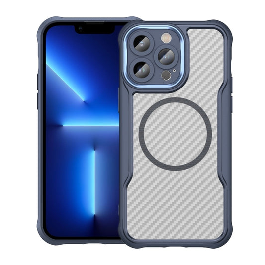 For iPhone 13 Pro Carbon Fiber Texture MagSafe Translucent Phone Case(Blue) - iPhone 13 Pro Cases by buy2fix | Online Shopping UK | buy2fix