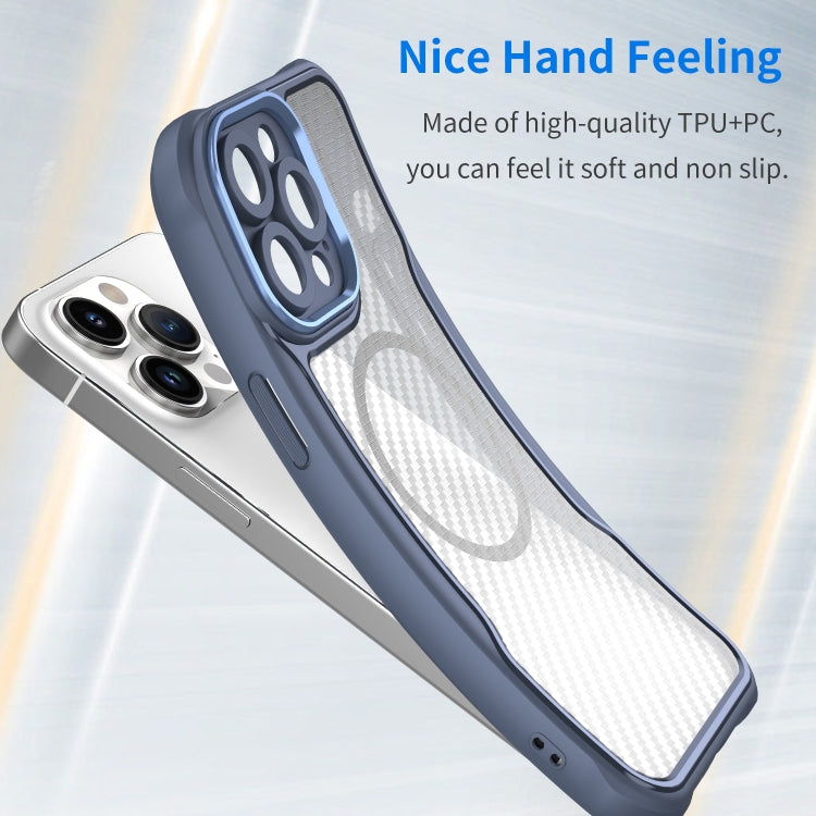 For iPhone 13 Pro Carbon Fiber Texture MagSafe Translucent Phone Case(Blue) - iPhone 13 Pro Cases by buy2fix | Online Shopping UK | buy2fix