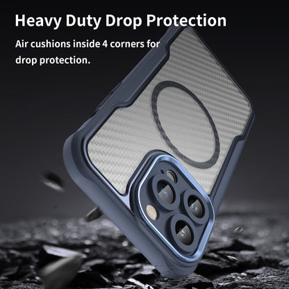 For iPhone 13 Pro Carbon Fiber Texture MagSafe Translucent Phone Case(Blue) - iPhone 13 Pro Cases by buy2fix | Online Shopping UK | buy2fix