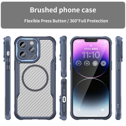 For iPhone 11 Carbon Fiber Texture MagSafe Translucent Phone Case(Blue) - iPhone 11 Cases by buy2fix | Online Shopping UK | buy2fix