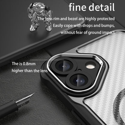 For iPhone 16 Carbon Fiber Texture MagSafe Translucent Phone Case(Blue) - iPhone 16 Cases by buy2fix | Online Shopping UK | buy2fix