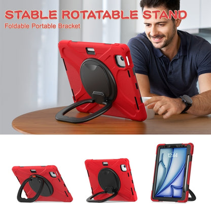 For iPad Air 11 2024 / Air 11 2025 Silicone Hybrid PC Tablet Case with Holder & Shoulder Strap(Red) - iPad Air 11 2025 / 2024 Cases by buy2fix | Online Shopping UK | buy2fix