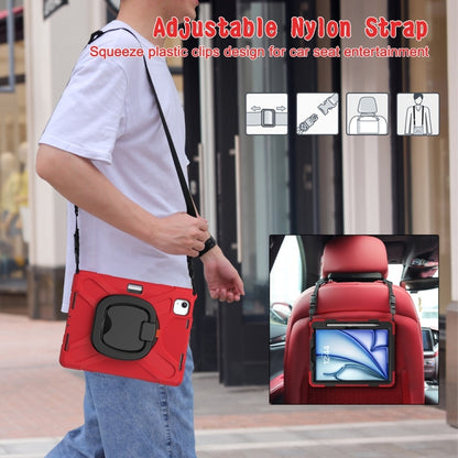 For iPad Air 11 2024 / Air 11 2025 Silicone Hybrid PC Tablet Case with Holder & Shoulder Strap(Red) - iPad Air 11 2025 / 2024 Cases by buy2fix | Online Shopping UK | buy2fix