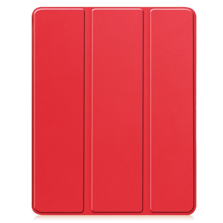 For iPad Pro 13 2024 Custer TPU Pure Color 3-Fold Holder Smart Leather Tablet Case with Pen Tray(Red) - iPad Pro 13 2024 Cases by buy2fix | Online Shopping UK | buy2fix