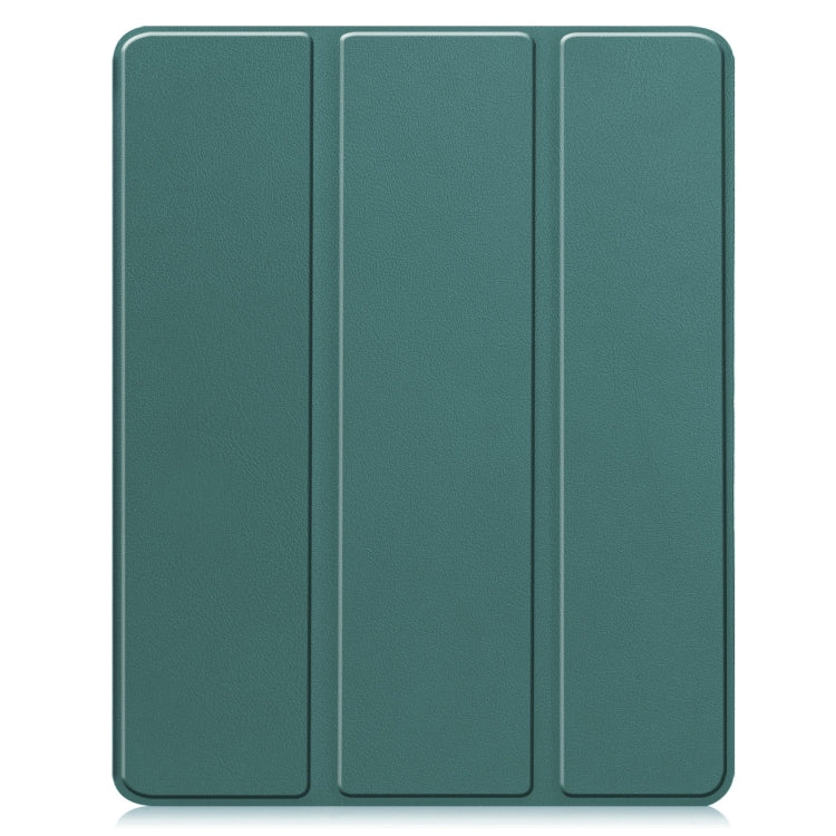 For iPad Air 13 2024 Custer TPU Pure Color 3-Fold Holder Smart Leather Tablet Case with Pen Tray(Dark Green) - iPad Air 13 2024 Cases by buy2fix | Online Shopping UK | buy2fix