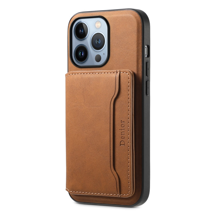 For iPhone 13 Pro Denior D13 Retro Texture Leather MagSafe Card Bag Phone Case(Brown) - iPhone 13 Pro Cases by Denior | Online Shopping UK | buy2fix