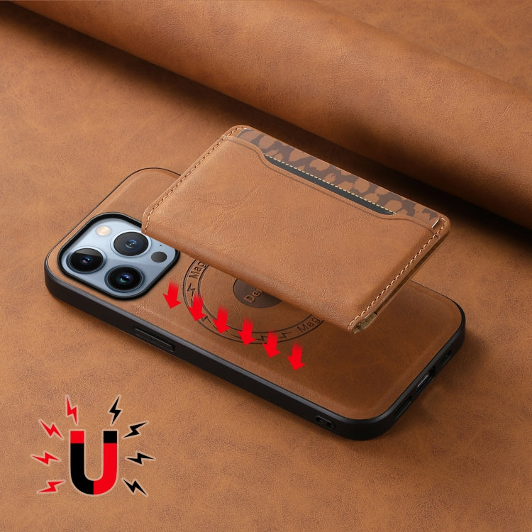 For iPhone 13 Pro Denior D13 Retro Texture Leather MagSafe Card Bag Phone Case(Brown) - iPhone 13 Pro Cases by Denior | Online Shopping UK | buy2fix