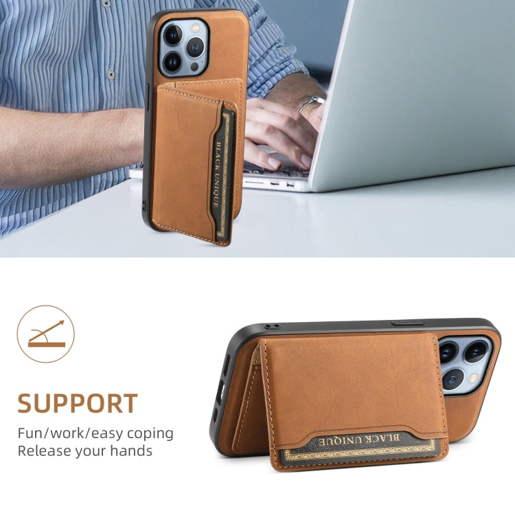 For iPhone 13 Pro Denior D13 Retro Texture Leather MagSafe Card Bag Phone Case(Brown) - iPhone 13 Pro Cases by Denior | Online Shopping UK | buy2fix