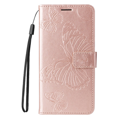 For iPhone 16 Pro 3D Butterfly Embossed Pattern Flip Leather Phone Case(Rose Gold) - iPhone 16 Pro Cases by buy2fix | Online Shopping UK | buy2fix