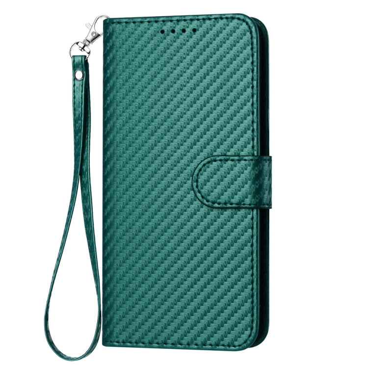 For OnePlus 12 YX0070 Carbon Fiber Buckle Leather Phone Case with Lanyard(Dark Green) - OnePlus Cases by buy2fix | Online Shopping UK | buy2fix