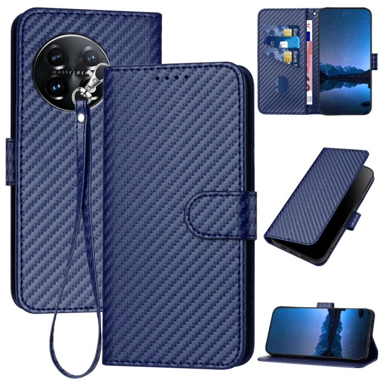 For OnePlus 11 YX0070 Carbon Fiber Buckle Leather Phone Case with Lanyard(Royal Blue) - OnePlus Cases by buy2fix | Online Shopping UK | buy2fix