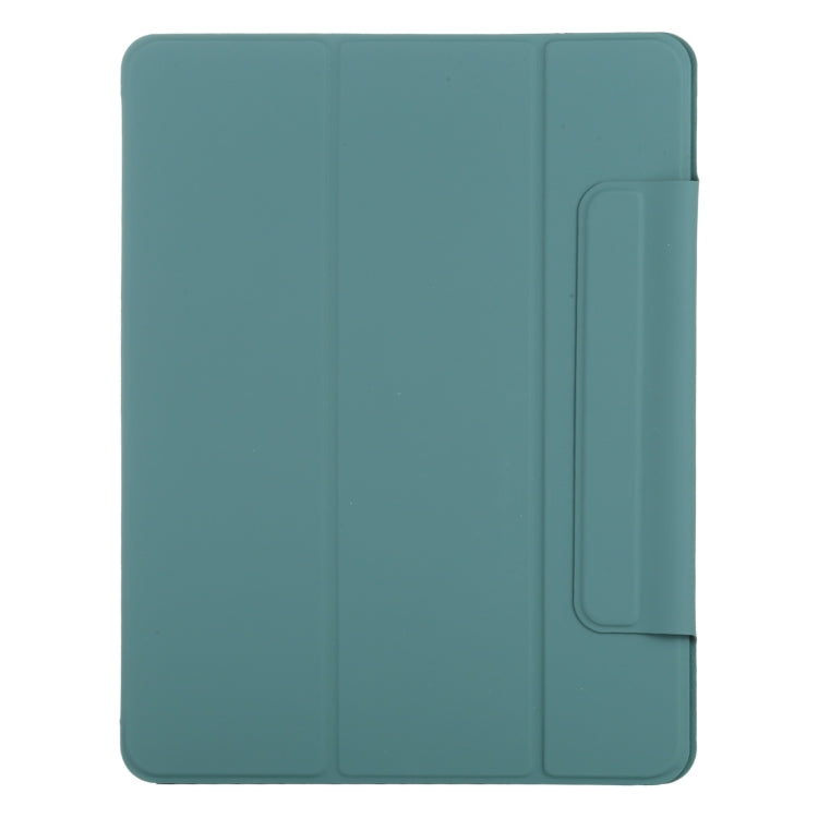 For iPad Pro 13 2024 Double-sided Clip Fixed Buckle Magnetic PU Leather Smart Tablet Case(Green) - iPad Pro 13 2024 Cases by buy2fix | Online Shopping UK | buy2fix