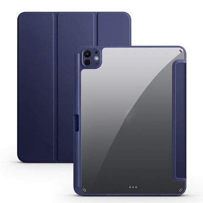 For iPad Pro 11 2024 Acrylic 3-folding Smart Leather Tablet Case(Dark Blue) - iPad Pro 11 2024 Cases by buy2fix | Online Shopping UK | buy2fix