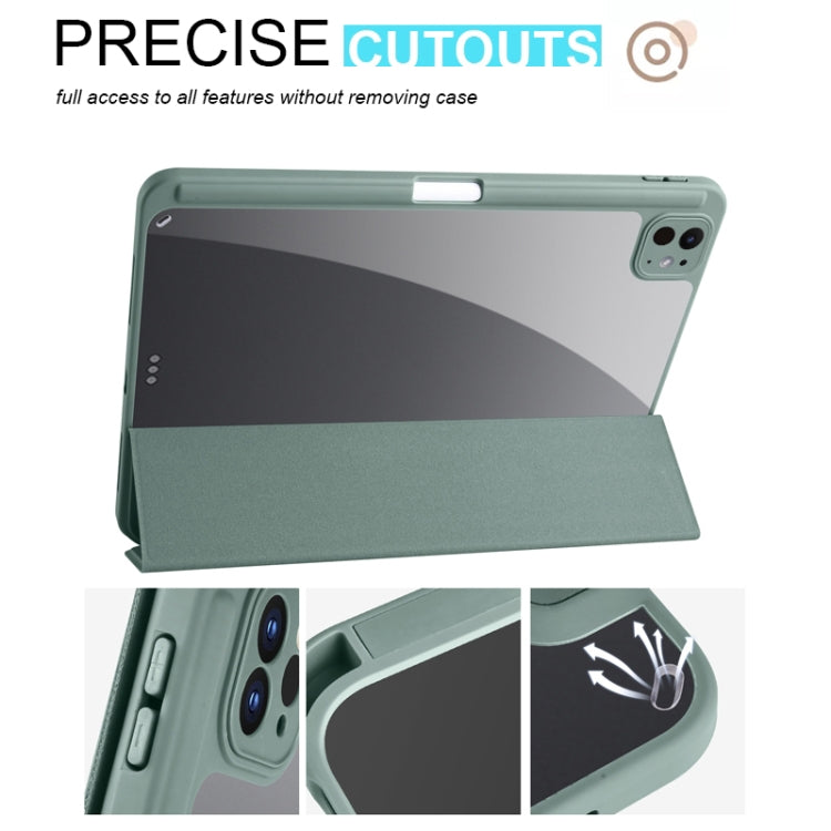 For iPad Pro 13 2024 Acrylic 3-folding Smart Leather Tablet Case(Dark Green) - iPad Pro 13 2024 Cases by buy2fix | Online Shopping UK | buy2fix