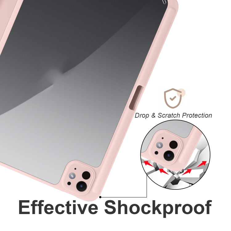 For iPad Pro 13 2024 Acrylic 3-folding Smart Leather Tablet Case(Pink) - iPad Pro 13 2024 Cases by buy2fix | Online Shopping UK | buy2fix