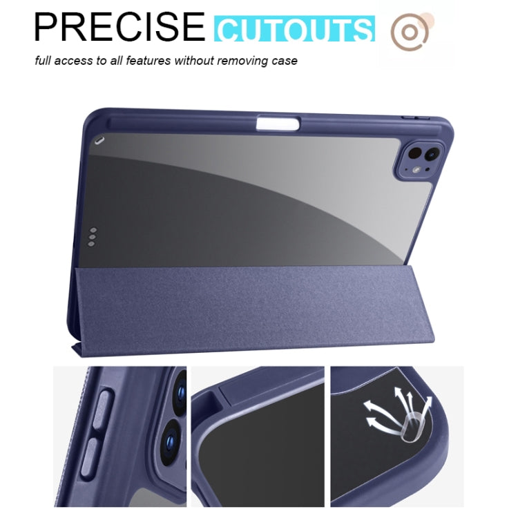 For iPad Pro 13 2024 Acrylic 3-folding Smart Leather Tablet Case(Dark Blue) - iPad Pro 13 2024 Cases by buy2fix | Online Shopping UK | buy2fix