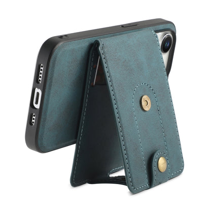 For iPhone 13 Pro Max Denior D14 NK Retro Pattern MagSafe Magnetic Card Holder Leather Phone Case(Blue) - iPhone 13 Pro Max Cases by Denior | Online Shopping UK | buy2fix