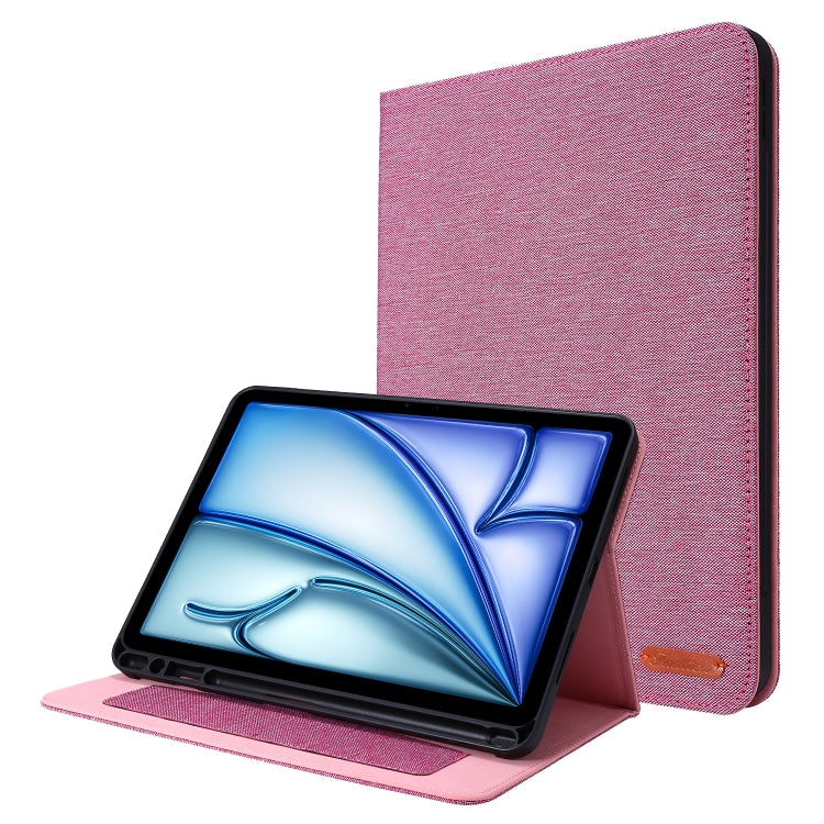 For iPad Air 11 2024 Fabric Leather Tablet Case(Rose Red) - iPad Air 11 2024 Cases by buy2fix | Online Shopping UK | buy2fix