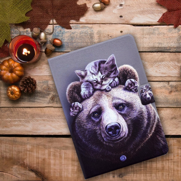 For iPad Pro 11 2024 Colored Drawing Smart Leather Tablet Case(Cat and Bear) - iPad Pro 11 2024 Cases by buy2fix | Online Shopping UK | buy2fix