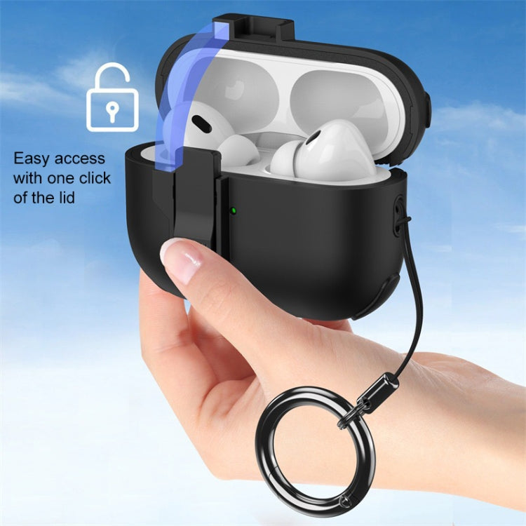 For AirPods Pro 2 Mechanical Switch Lock Bluetooth Earphone Protective Case(Black) - For AirPods Pro 2 by buy2fix | Online Shopping UK | buy2fix