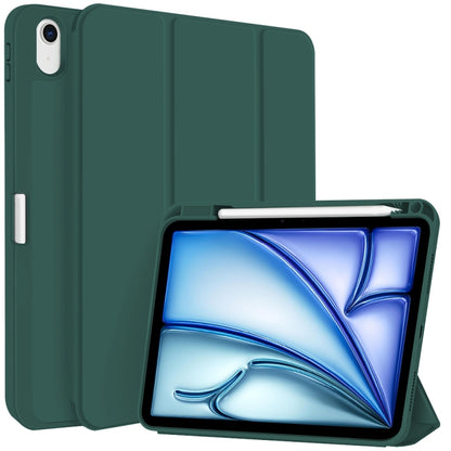 For iPad Air 11 2024 3-fold TPU Smart Leather Tablet Case with Pen Slot(Dark Green) - iPad Air 11 2024 Cases by buy2fix | Online Shopping UK | buy2fix