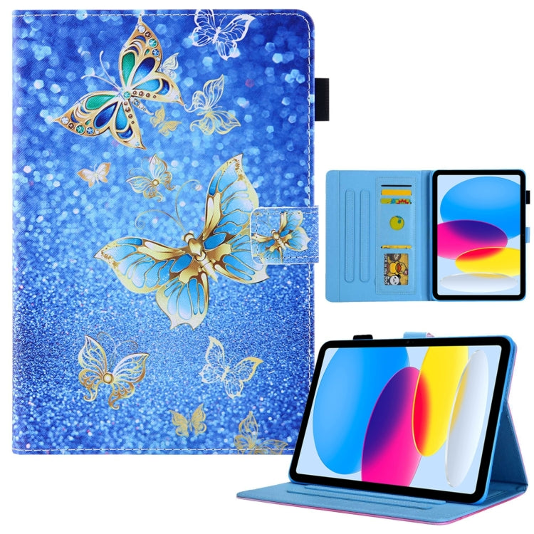 For iPad Pro 11 2024 Colored Drawing Leather Smart Tablet Case(Golden Butterfly) - iPad Pro 11 2024 Cases by buy2fix | Online Shopping UK | buy2fix