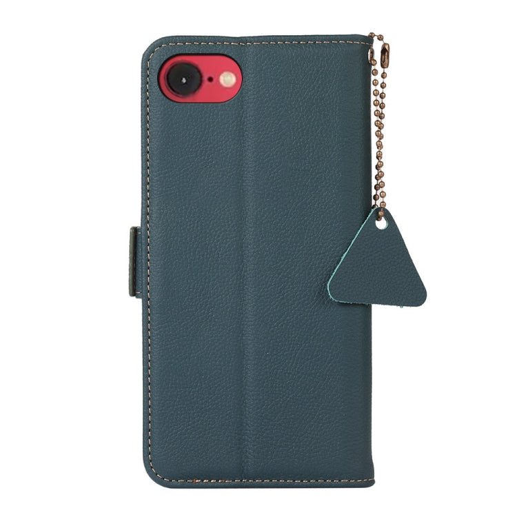 For iPhone 16e Side-Magnetic TJ Genuine Leather RFID Phone Case(Green) - iPhone 16e Cases by buy2fix | Online Shopping UK | buy2fix