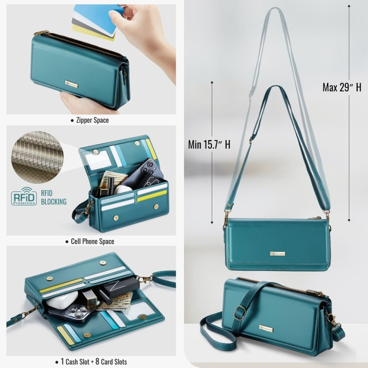 CaseMe ME30 Max Multifunctional Large-Capacity Shoulder Crossbody Phone Bag(Blue Green) -  by CaseMe | Online Shopping UK | buy2fix