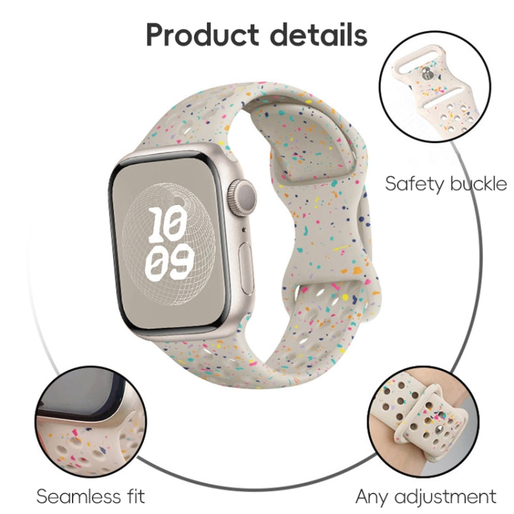 For Apple Watch SE 40mm Hole Style Butterfly Buckle Camouflage Silicone Watch Band(Light Purple) - Watch Bands by buy2fix | Online Shopping UK | buy2fix