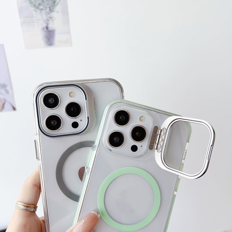 For iPhone 12 Pro Max J2 High Transparent MagSafe Magnetic Frame Holder Phone Case(White) - iPhone 12 Pro Max Cases by buy2fix | Online Shopping UK | buy2fix