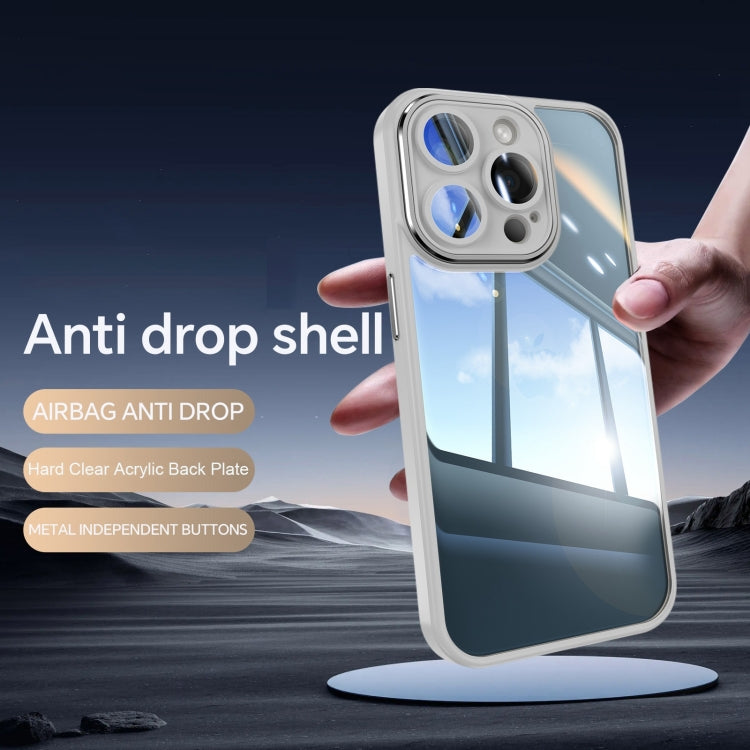 For iPhone 16 Acrylic Hybrid TPU Armor Shockproof Phone Case(Grey) - iPhone 16 Cases by buy2fix | Online Shopping UK | buy2fix