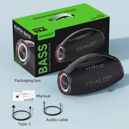 Zealot S97 80W Outdoor Portable RGB Light Bluetooth Speaker(Grey) - Waterproof Speaker by ZEALOT | Online Shopping UK | buy2fix