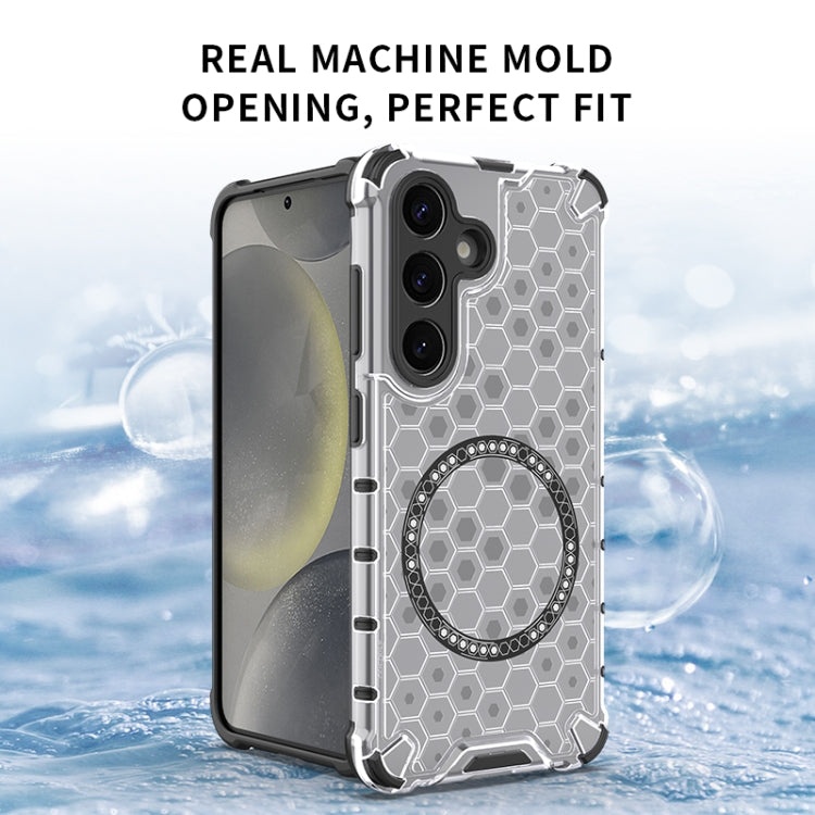 For Samsung Galaxy S25 Ultra 5G Honeycomb Magnetic Ring Shockproof Phone Case(White) - Galaxy S25 Ultra 5G Cases by buy2fix | Online Shopping UK | buy2fix