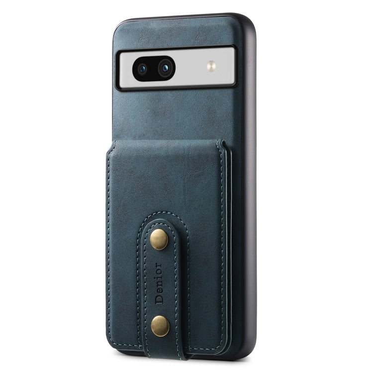 For Google Pixel 7a Denior D14 NK Retro Pattern MagSafe Magnetic Card Holder Leather Phone Case(Blue) - Google Cases by Denior | Online Shopping UK | buy2fix