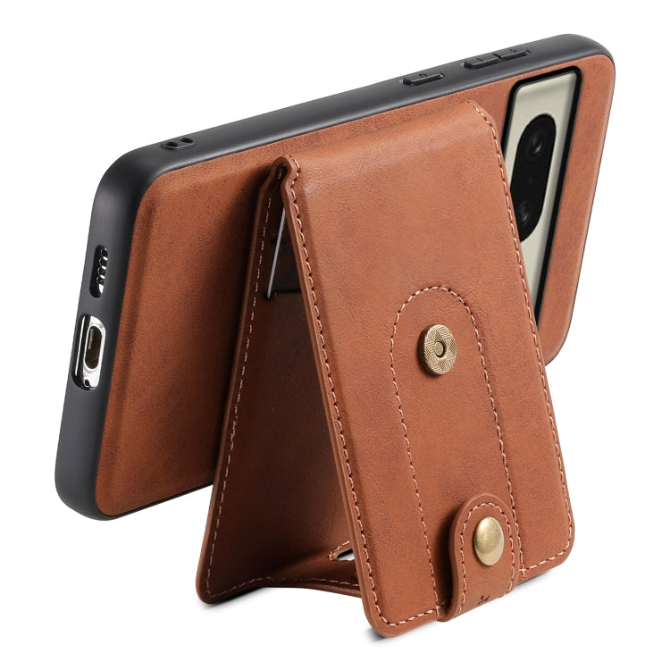 For Google Pixel 8 Denior D14 NK Retro Pattern MagSafe Magnetic Card Holder Leather Phone Case(Brown) - Google Cases by Denior | Online Shopping UK | buy2fix