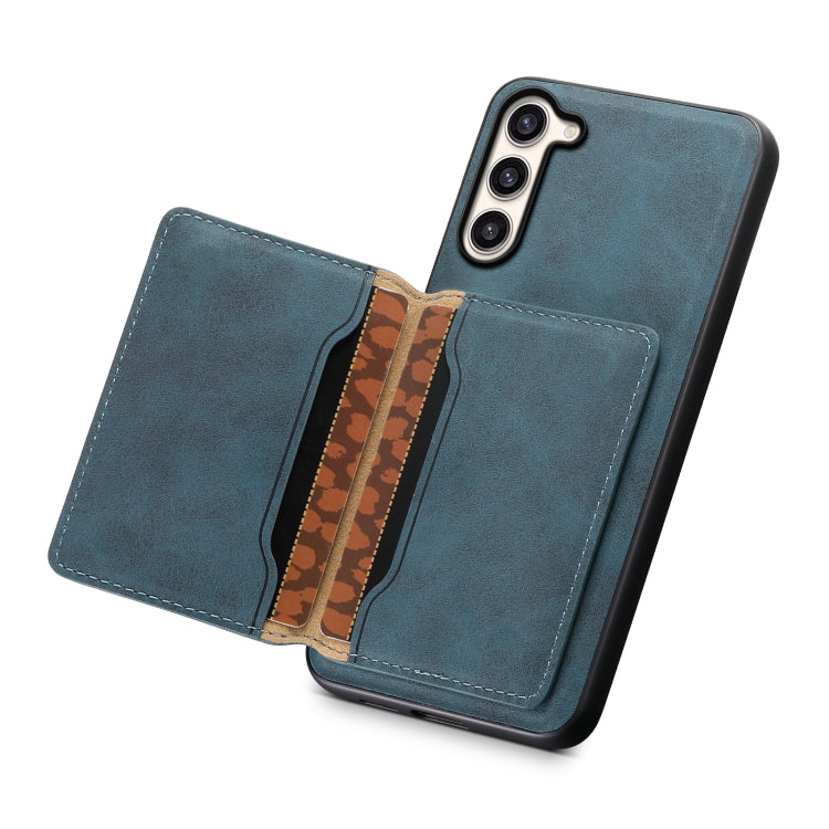 For Samsung Galaxy S23+ 5G Denior D13 Retro Texture Leather MagSafe Card Bag Phone Case(Blue) - Galaxy S23+ 5G Cases by Denior | Online Shopping UK | buy2fix