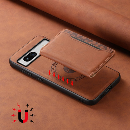 For Google Pixel 7a Denior D13 Retro Texture Leather MagSafe Card Bag Phone Case(Brown) - Google Cases by Denior | Online Shopping UK | buy2fix