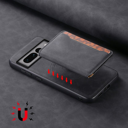 For Google Pixel 7 Pro 5G Denior D13 Retro Texture Leather MagSafe Card Bag Phone Case(Black) - Google Cases by Denior | Online Shopping UK | buy2fix