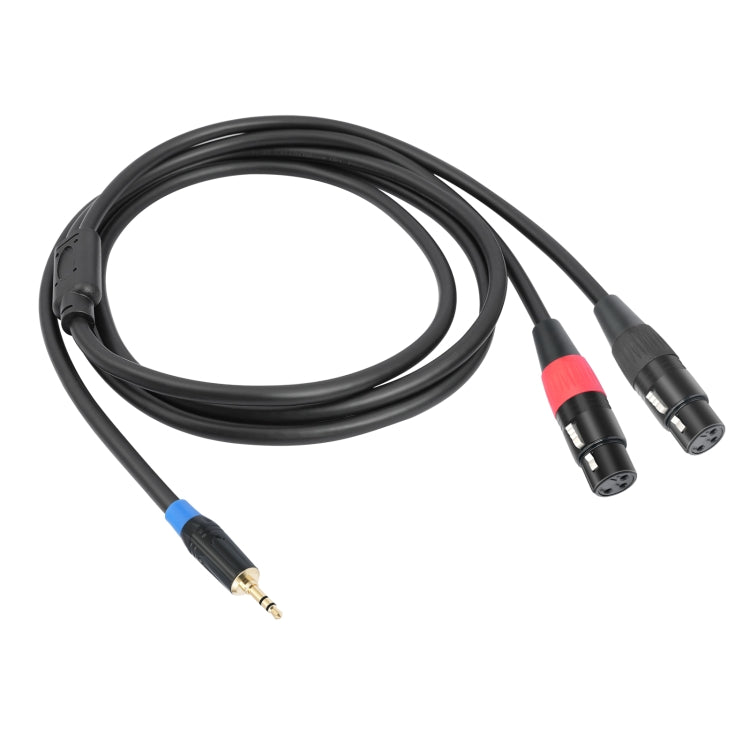 TC195BUXK107RE 3.5mm Male to Dual XLR 3pin Female Audio Cable, Length:1m(Black) - Microphone Audio Cable & Connector by buy2fix | Online Shopping UK | buy2fix