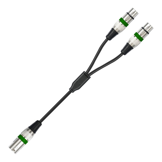 2055YMFF-05 XLR 3pin Male to Dual Female Audio Cable, Length: 50cm(Black+Green) - Microphone Audio Cable & Connector by buy2fix | Online Shopping UK | buy2fix