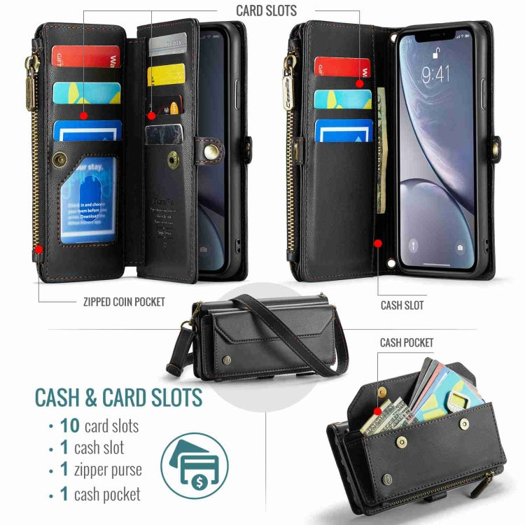 For iPhone XR CaseMe C36 Card Slots Zipper Wallet RFID Anti-theft Leather Phone Case(Black) - More iPhone Cases by CaseMe | Online Shopping UK | buy2fix