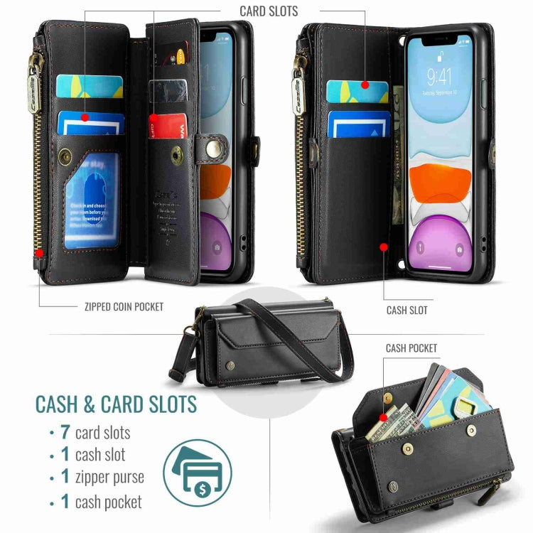 For iPhone 11 CaseMe C36 Card Slots Zipper Wallet RFID Anti-theft Leather Phone Case(Black) - iPhone 11 Cases by CaseMe | Online Shopping UK | buy2fix