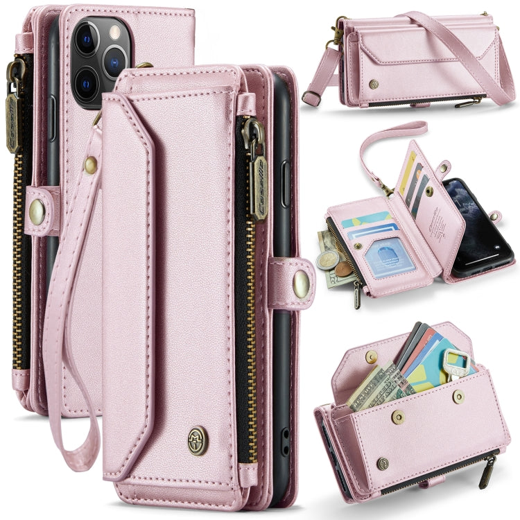 For iPhone 11 Pro CaseMe C36 Card Slots Zipper Wallet RFID Anti-theft Leather Phone Case(Pink) - iPhone 11 Pro Cases by CaseMe | Online Shopping UK | buy2fix