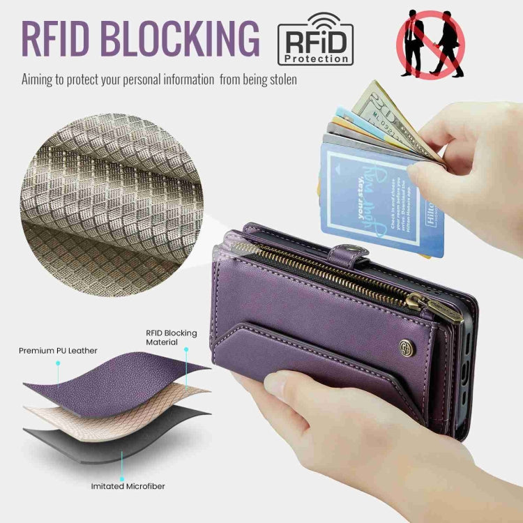 For iPhone 13 mini CaseMe C36 Card Slots Zipper Wallet RFID Anti-theft Leather Phone Case(Purple) - iPhone 13 mini Cases by CaseMe | Online Shopping UK | buy2fix