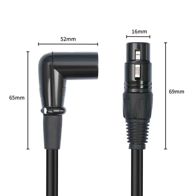 XK042L XLR 3pin Straight Female to Elbow Male Audio Cable, Length:0.3m(Black) - Microphone Audio Cable & Connector by buy2fix | Online Shopping UK | buy2fix