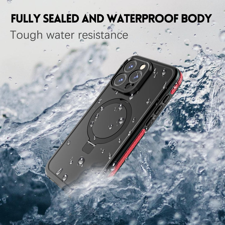 For iPhone 15 Pro Max RedPepper IP68 Waterproof MagSafe Magnetic Holder Phone Case(Red) - iPhone 15 Pro Max Cases by RedPepper | Online Shopping UK | buy2fix